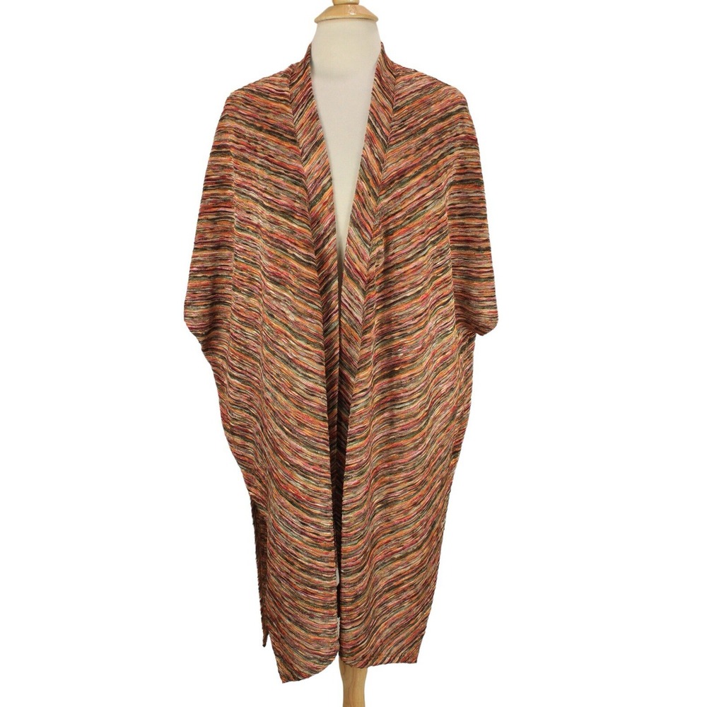 NWT Chicos Ruana Kimono Shawl Cardigan One Size Open Front‎ Space Dye Stripe